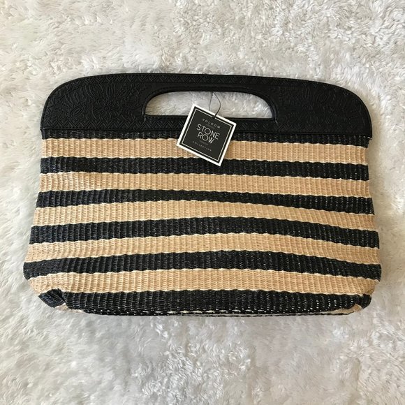 Volcom Handbags - Volcom Stone Clutch Tote Bag Black Striped NWT